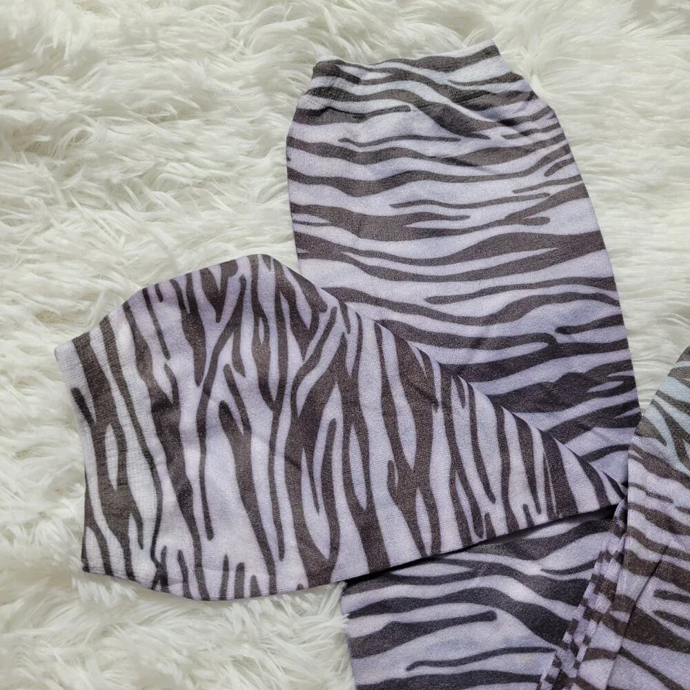 Zebra Print Footless Tights
